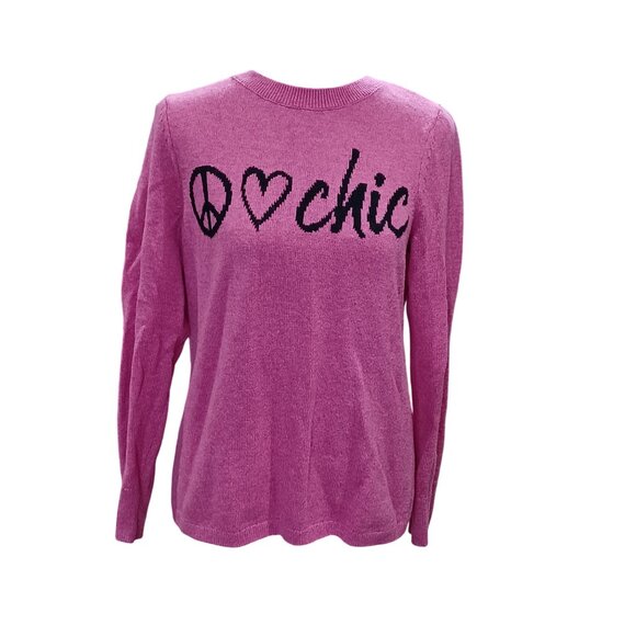 Chicos Peace Love Chic Pink Sweater Size S Nylon Rayon Cashmere Blend - Picture 1 of 8